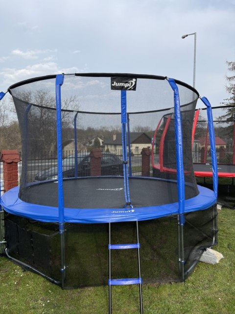 OUTLET Trampolina Ogrodowa 374cm 12FT Niebieska Maxy Comfort Z Wewnętrzną Siatką